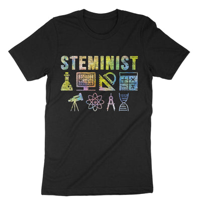 Black Steminist Science Technology Engineering Math T-Shirt#color_black